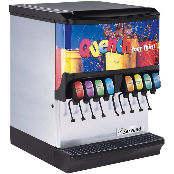 Servend 2706076 SV-175 8 Valve Sanitary Lever Countertop Ice/Beverage Dispenser with 175 lb. Ice Storage with Internal Carbonator