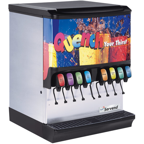 Servend 2706080 SV-200 10 Valve Sanitary Lever Countertop Ice/Beverage Dispenser with 200 lb. Ice Storage and Internal Carbonator