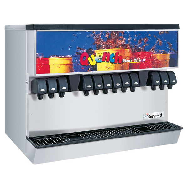 Servend 2706100 MDH-302 12 Valve Sanitary Lever Countertop Ice/Beverage Dispenser with 300 lb. Ice Storage and Internal Carbonator