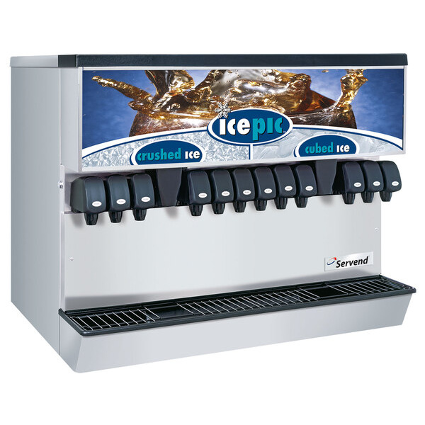 Servend 2706226 MDH-302 12 Valve Sanitary Lever Countertop Ice/Beverage Dispenser with Icepic and 300 lb. Ice Storage