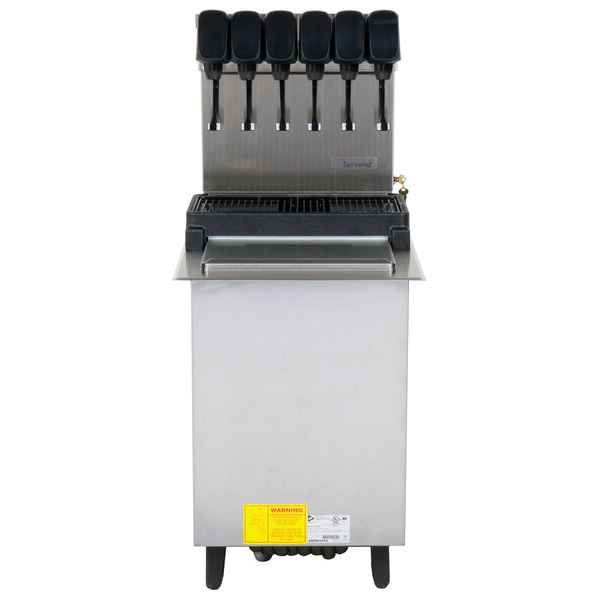 Servend 2705481 DI-1522 6 Valve Sanitary Lever Drop-In Beverage Dispenser with 60 lb. Ice Storage