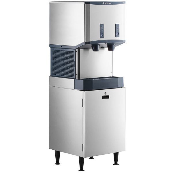Scotsman HID525AB-1 Meridian 21 1/4" Air Cooled Nugget Ice Machine with 25 lb. Bin, Push Button Ice and Water Dispensing, and Cabinet Stand - 115V, 500 lb.