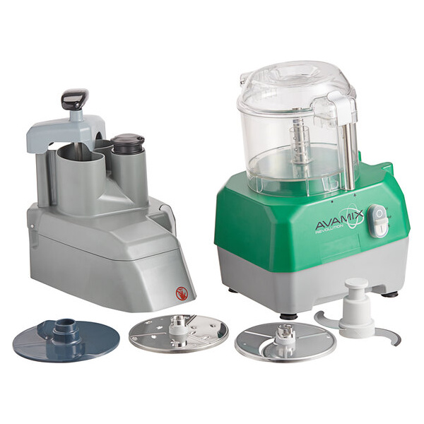 AvaMix Revolution CFBB342DC Combination Food Processor with 3 Qt. Clear Plastic Bowl, Continuous Feed, and 2 Discs - 1 hp