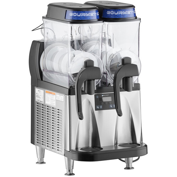 Bunn 58000.0016 Ultra NX Black and Stainless Steel Double 3 Gallon Liquid Autofill Slushy Machine with Constant Flow Valve - 120V