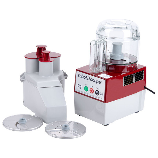 Robot Coupe R2NCLR Combination Food Processor with 3 Qt. / 3 Liter Clear Bowl, Continuous Feed & 2 Discs - 1 hp