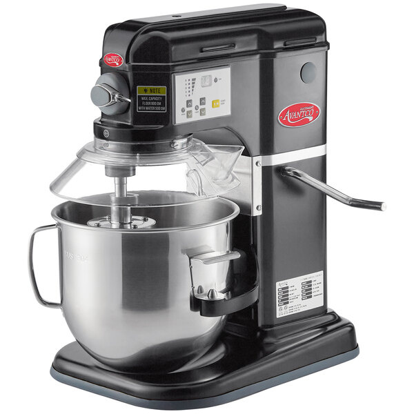 Avantco MIX8GBK Black 8 Qt. Bowl Lift Countertop Mixer with Guard & Standard Accessories - 120V, 4/5 hp