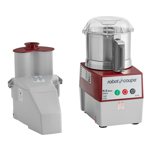 Robot Coupe R2U DICE Combination Food Processor with 3 Qt. / 3 Liter Stainless Steel Bowl, Continuous Feed & 4 Discs - 2 hp
