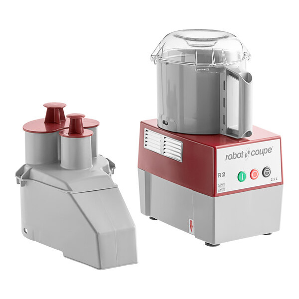 Robot Coupe R2N Combination Food Processor with 3 Qt. / 3 Liter Gray Bowl, Continuous Feed & 2 Discs - 1 hp