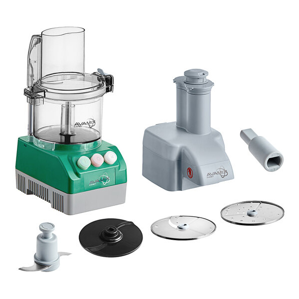 AvaMix Cadet CACFB25CL2D Combination Food Processor with 2.5 Qt Clear Plastic Bowl, Chute Lid, Continuous Feed, and 2 Discs - 3/4 hp