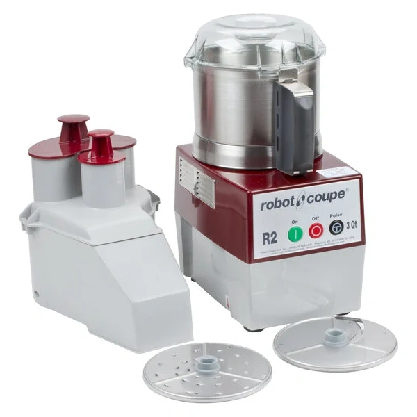 Robot Coupe R2N Combination Food Processor with 3 Qt. / 3 Liter Stainless Steel Bowl, Continuous Feed & 2 Discs - 1 hp