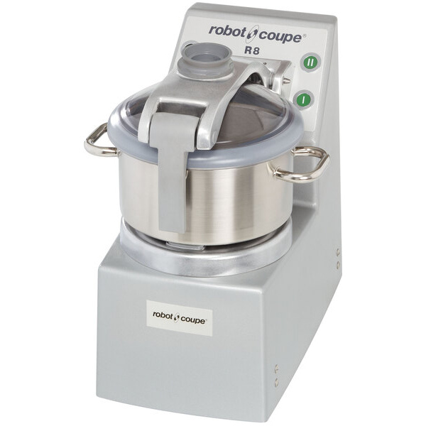 Robot Coupe R8U 2-Speed 8.5 Qt. / 8 Liter Stainless Steel Batch Bowl Food Processor with 3.5 Qt. Mini Bowl - 240V, 3 Phase, 3 hp