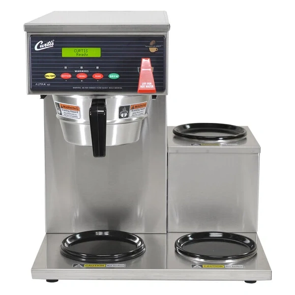 Curtis ALP3GTR63A000 12 Cup Coffee Brewer with 3 Lower Warmers on Right