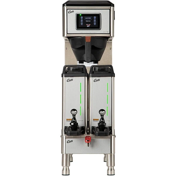 Curtis G4GEMXN63A1000 GemX Narrow IntelliFresh Twin Coffee Brewer with 2 FreshTrac Servers
