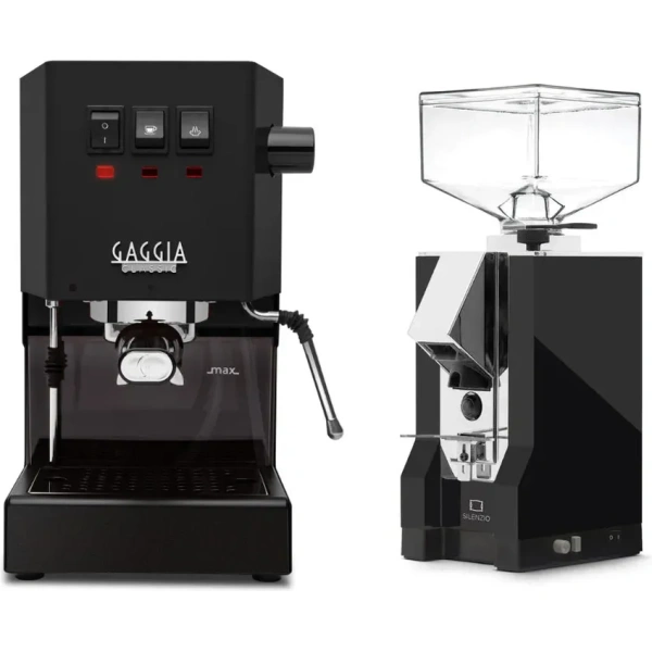 Gaggia Classic E24 Black & Eureka Mignon Silenzio 55 Matte Black Grinder
