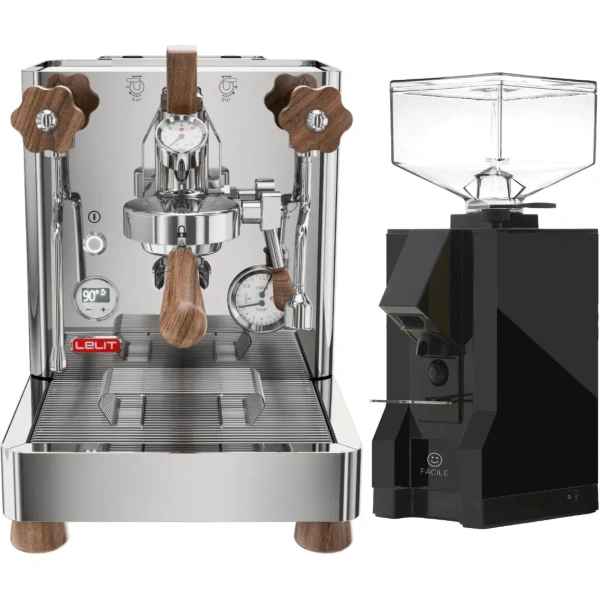 Lelit Bianca 3 PL162T Espresso Machine and Eureka Mignon Facile Grinder Black