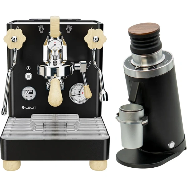 Lelit Bianca 3 PL162TCB Espresso Machine Black and DF64 Gen2 With DLC Burrs Grinder Black