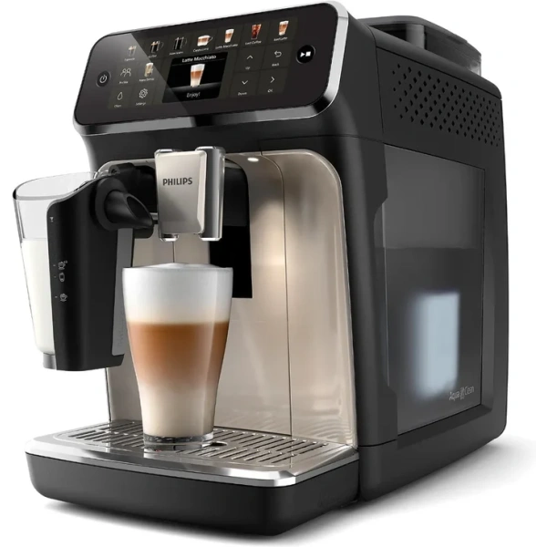 Philips 5500 LatteGo Super Automatic Espresso, Cappuccino, & Latte Machine with SilentBrew EP5544/94 (Black Chrome) - Image 2