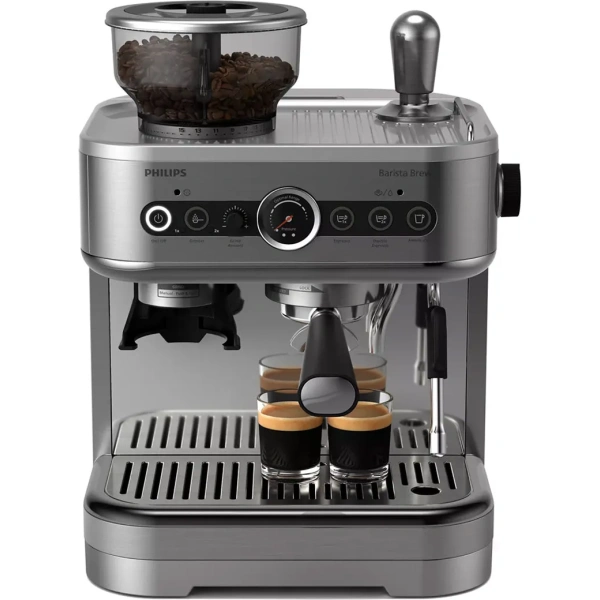 Philips Barista Brew Semi Automatic Espresso Machine with Dual Bean Hopper PSA3228/01 (Silver)
