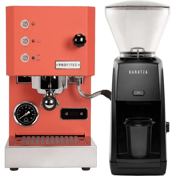 Profitec Go (Red) Espresso Machine & Baratza Encore ESP Grinder (Black)