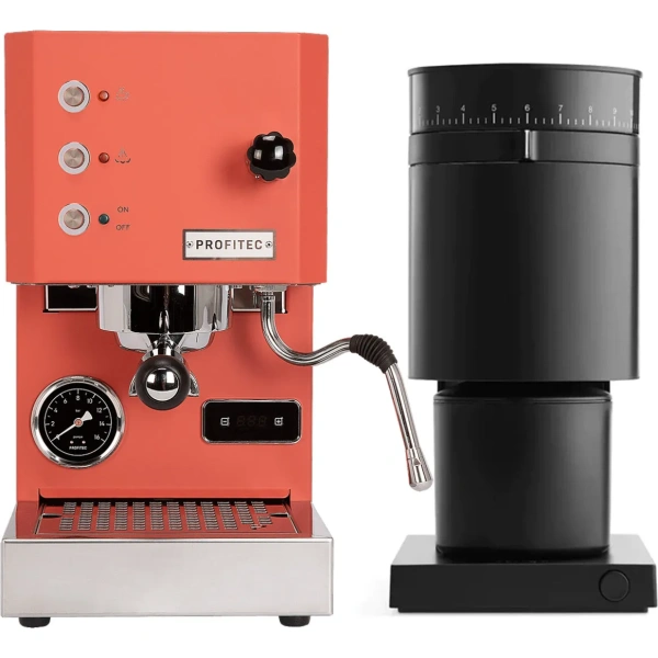 Profitec Go (Red) Espresso Machine & Fellow Opus Grinder (Black)