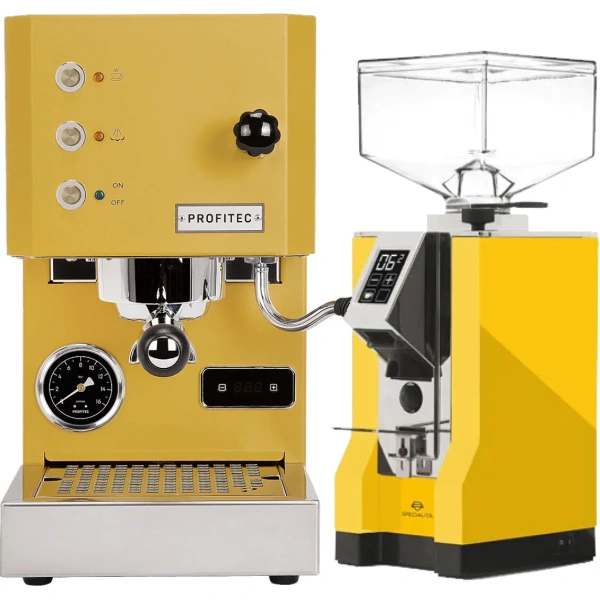Profitec Go (Yellow) Espresso Machine & Eureka Mignon Specialita Grinder (Yellow)
