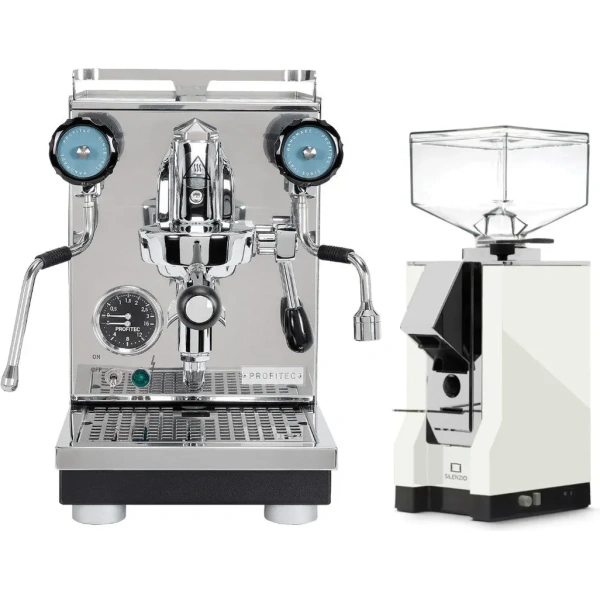 Profitec Pro 400 Espresso Machine & Eureka Mignon Silenzio 55mm Grinder (White)