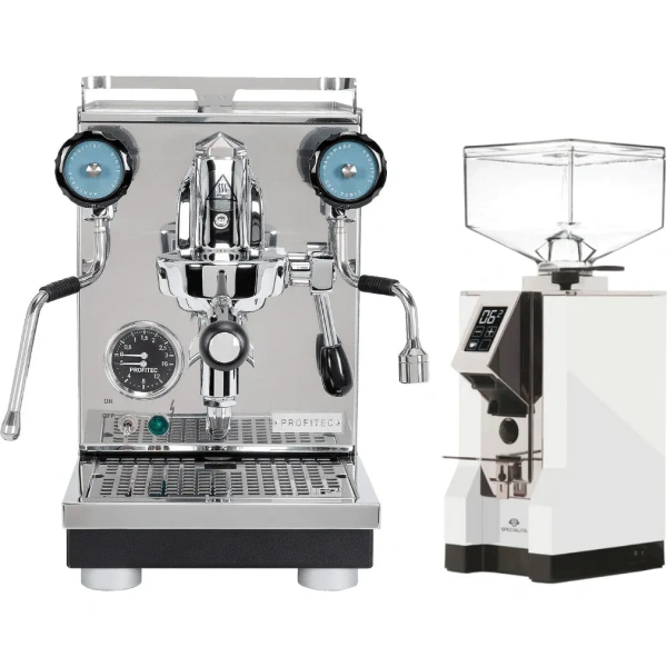 Profitec Pro 400 Espresso Machine & Eureka Mignon Specialita Grinder (White)