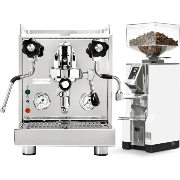 Profitec Pro 500 Espresso Machine & Eureka Mignon Libra Grinder (White)
