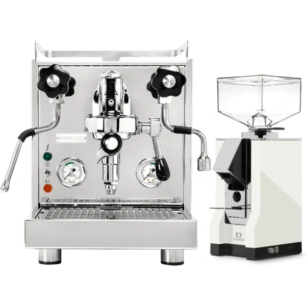 Profitec Pro 500 Espresso Machine & Eureka Mignon Silenzio 55mm Grinder (White)