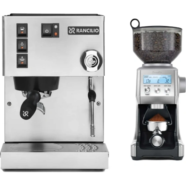 Rancilio Silvia M V6 Espresso Machine (Silver Stainless Steel) & Breville The Smart Grinder Pro Coffee Grinder