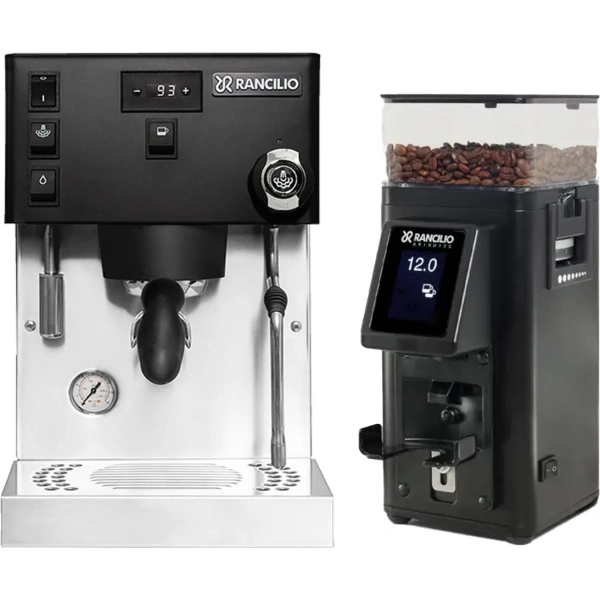 Rancilio Silvia Pro X Dual Boiler and Racillio Stile Grinder Bundle (Black)