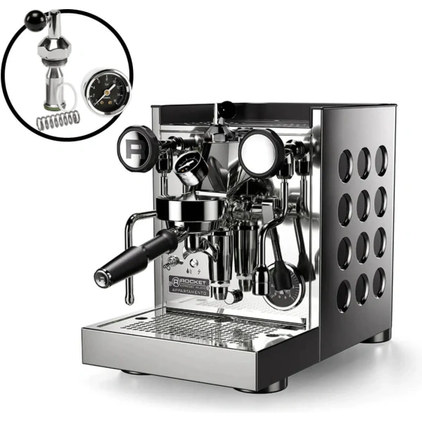 Rocket Appartamento TCA Espresso Machine with Flow Control RE502A3B12 (Stainless Steel - Black)
